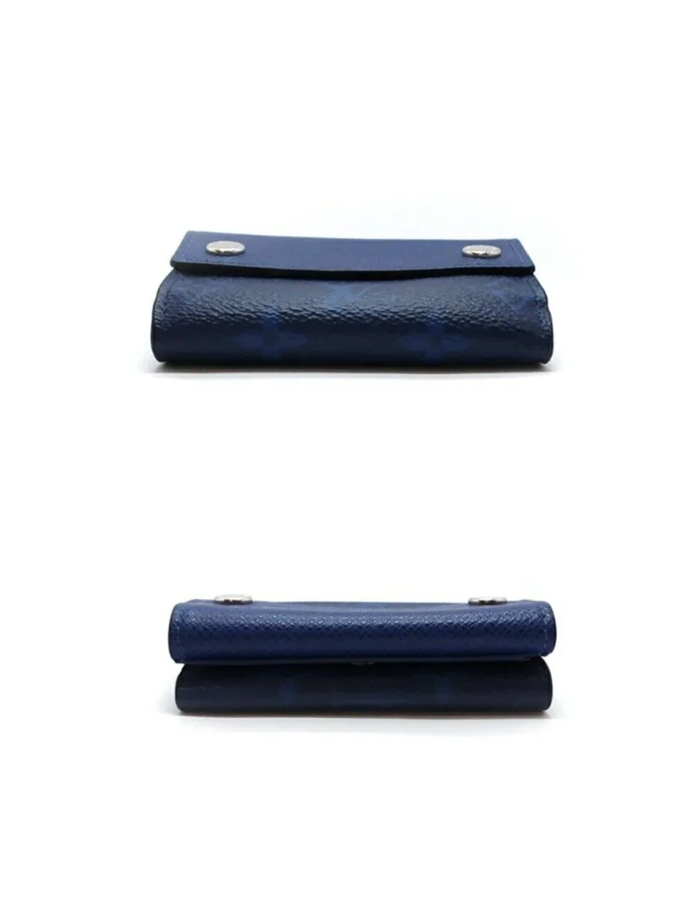 Hermes Ten Discovery Compact Wallet Cobalt Blue Taigarama Mini Trifold